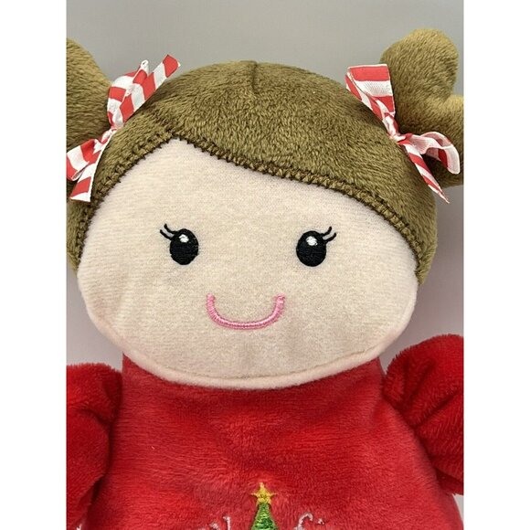 Baby Starters Red Doll Brunette My First Christmas Plush 9 inch Rattle Stuffed - Picture 2 of 6